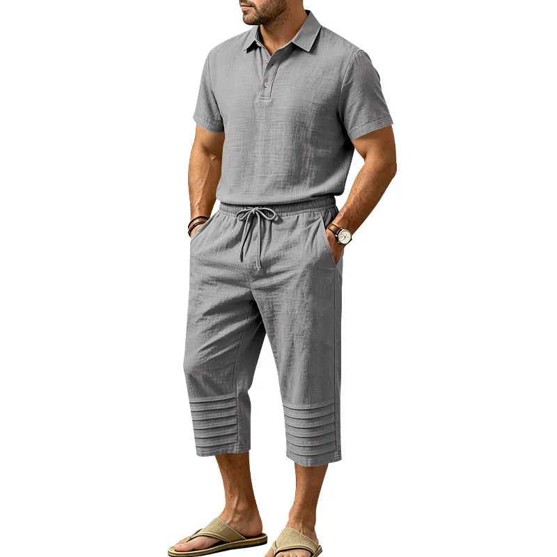 Conjunto Alonso™ con Polo de Cuello Clásico, Bermuda con Cintura Ajustable y Cordón