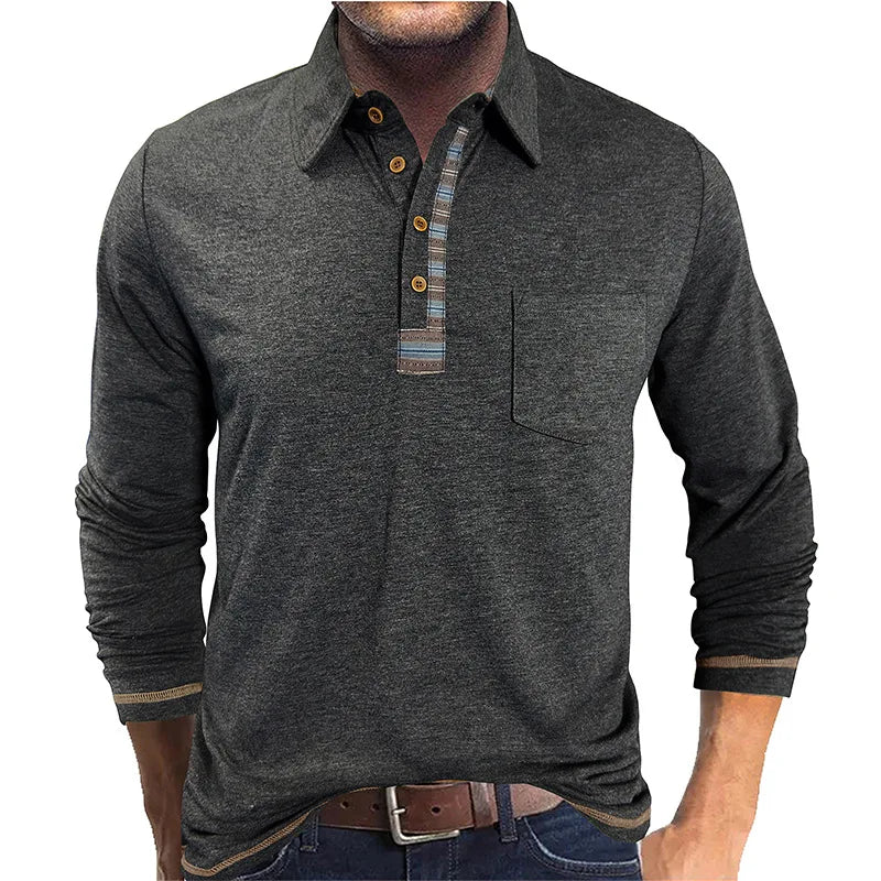 Camisa Bellford™ De Manga Larga Con Cuello Polo y Acabado Refinado