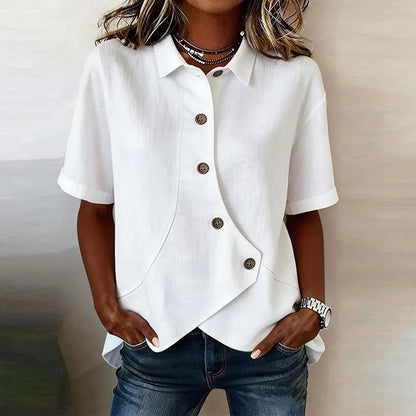 Blusa Celisse™ Con Corte Asimétrico Y Botones Frontales