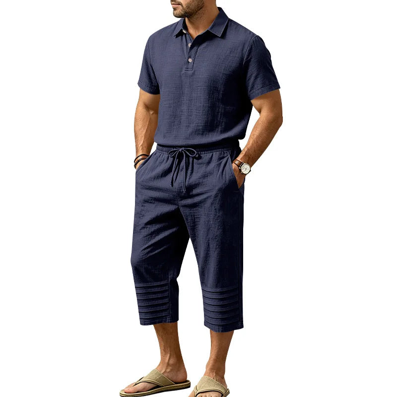 Conjunto Alonso™ con Polo de Cuello Clásico, Bermuda con Cintura Ajustable y Cordón