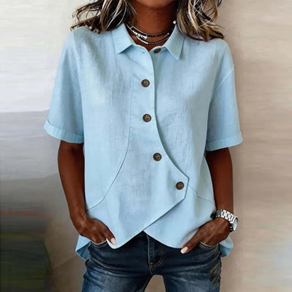 Blusa Celisse™ Con Corte Asimétrico Y Botones Frontales