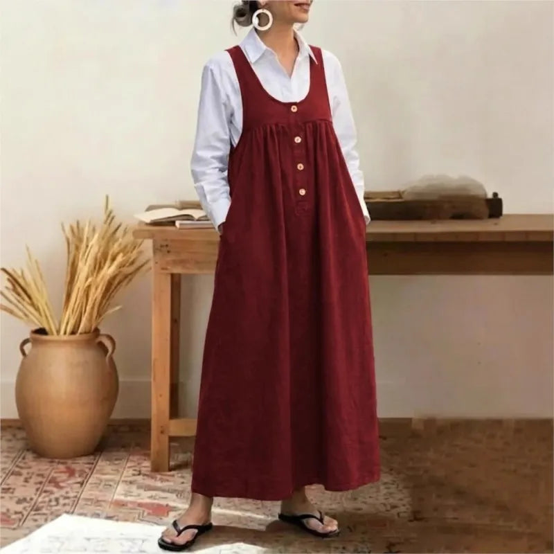 Vestido Meadow™ Estilo Pichi Con Botones Frontales Minimalistas
