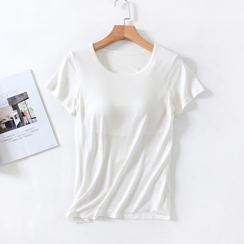 Velina™ Top with Built-In Cups, Short Sleeves and Fitted Silhouette