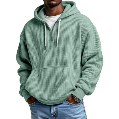 Sudadera Leon™ con Textura Waffle Sutil, Capucha y Medio Cierre