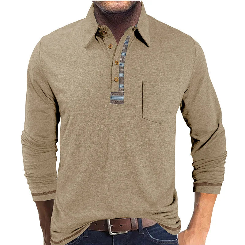 Camisa Bellford™ De Manga Larga Con Cuello Polo y Acabado Refinado