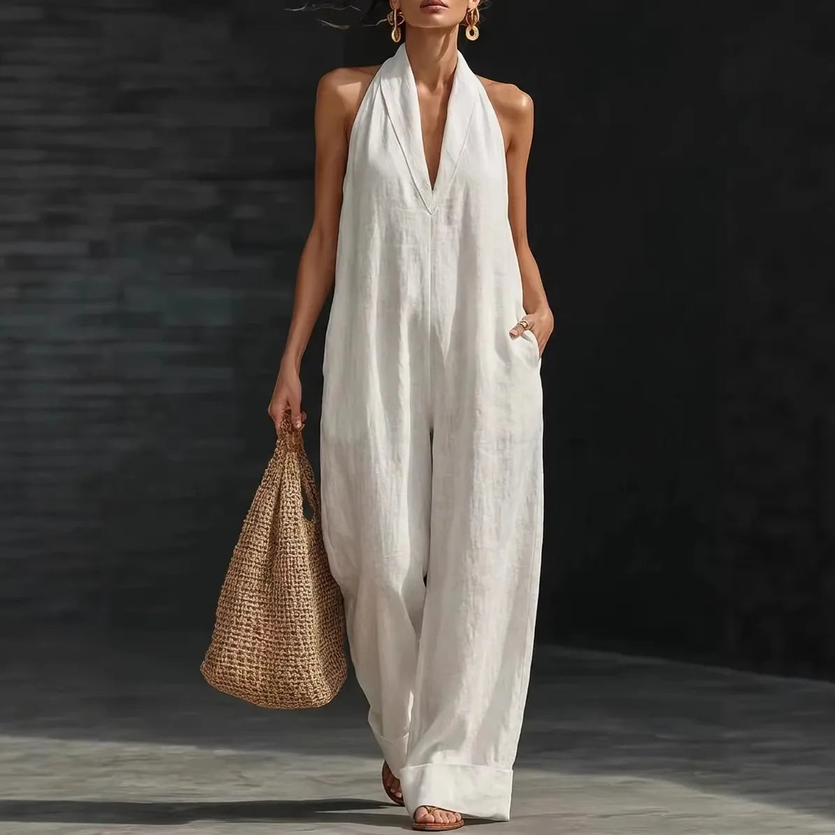 Mono Aveline™ con Escote Halter, Caída Fluida y Corte Amplio