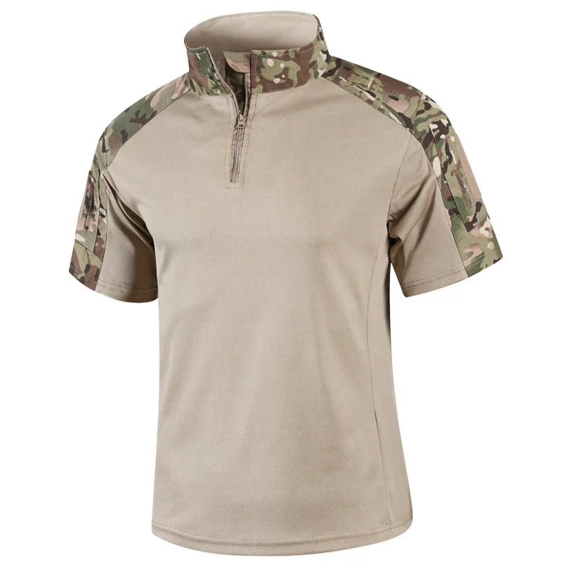 Playera Táctica Kaiven™ con Paneles Camuflados y Cuello con Cierre