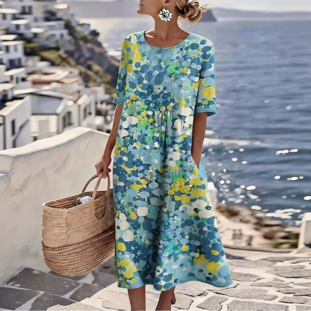 Vestido Florenne™ con Estampado Floral Abstracto y Corte Amplio
