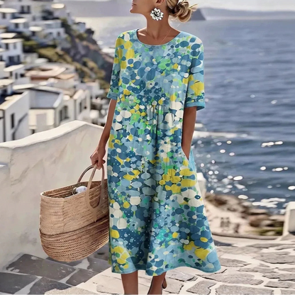 Vestido Florenne™ con Estampado Floral Abstracto y Corte Amplio