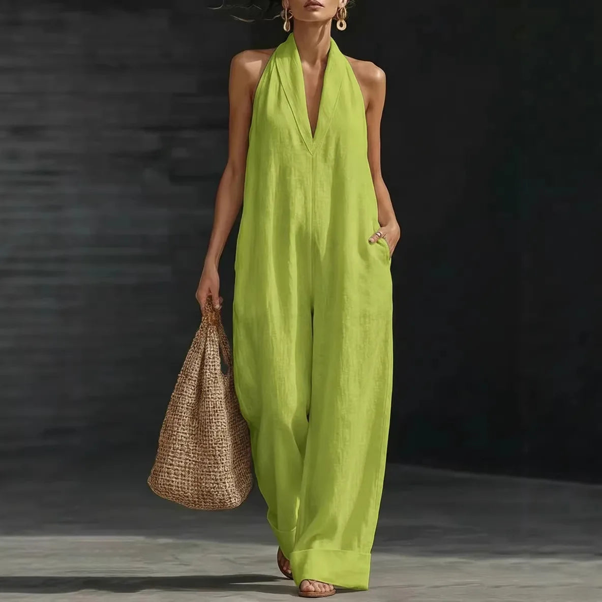 Mono Aveline™ con Escote Halter, Caída Fluida y Corte Amplio