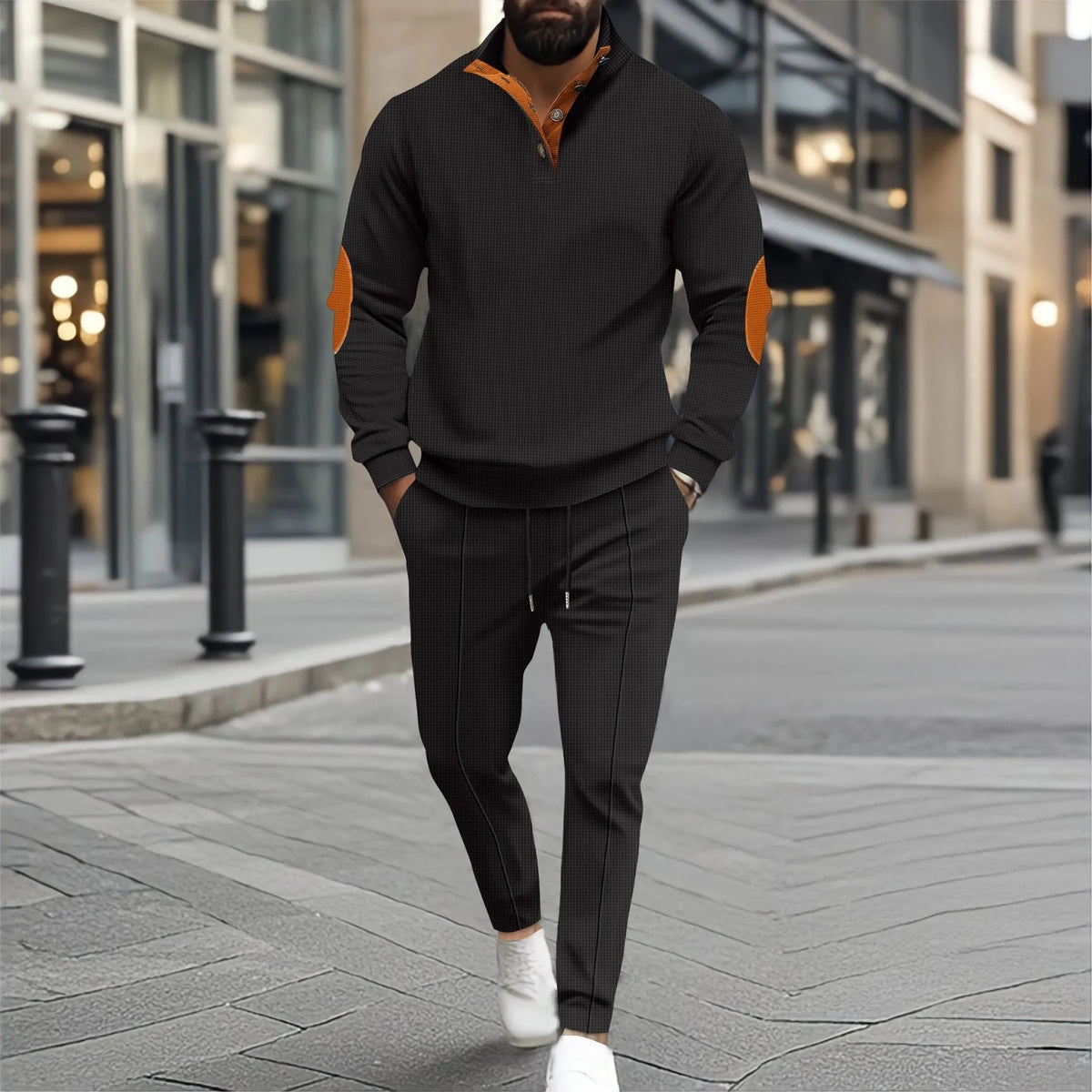 Conjunto Adriano™ con Suéter de Cuello Alto, Coderas y Pantalón Entallado