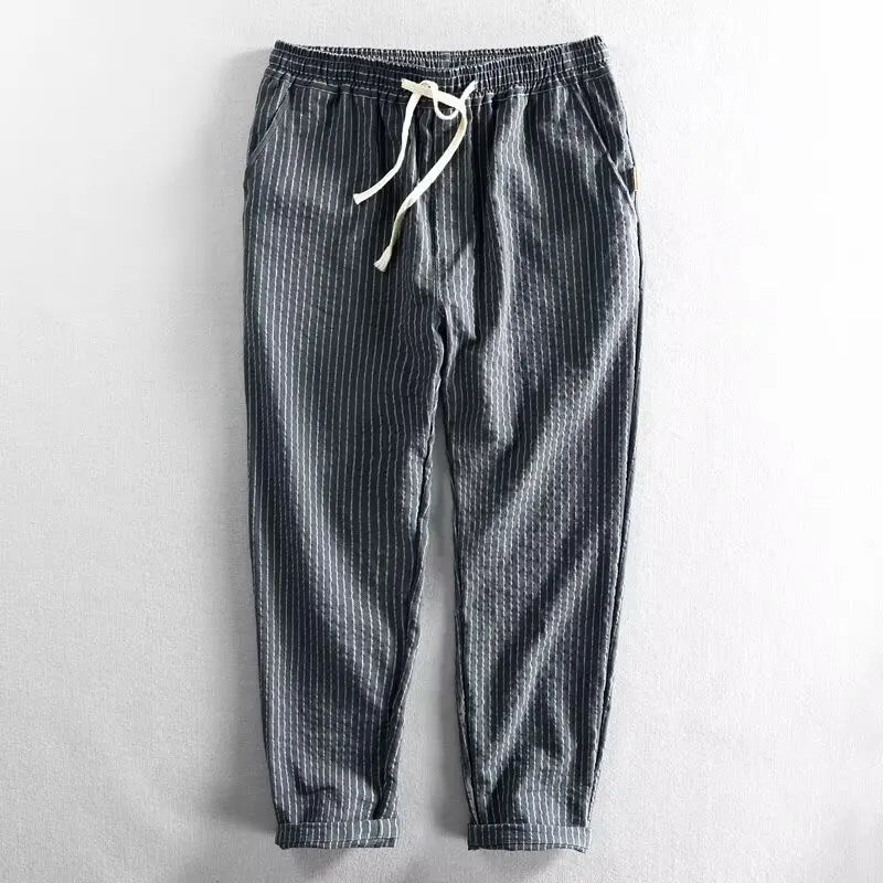 Pantalón Lorenzo™ de Lino y Algodón con Rayas Elegantes