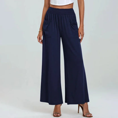 Pantalón Lissara™ De Cintura Alta Con Bolsillos Drapeados Y Corte Palazzo