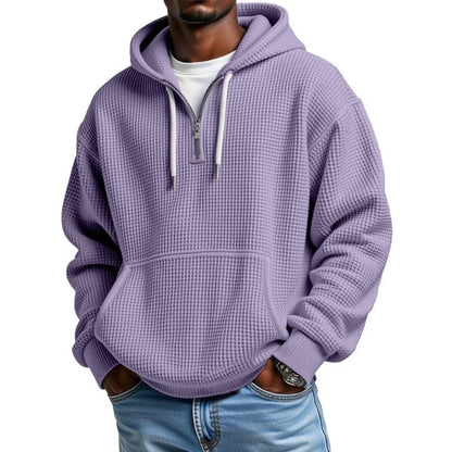 Sudadera Leon™ con Textura Waffle Sutil, Capucha y Medio Cierre