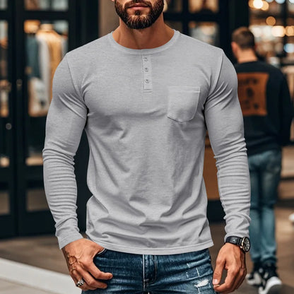 Camisa Northline™ De Manga Larga Con Cuello Henley y Corte Ajustado