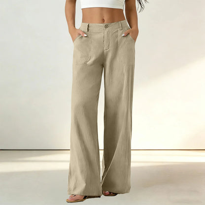 Pantalón Sorena™ de Talle Alto con Bolsillos Amplios y Corte Recto / Comodidad que mantiene un estilo impecable