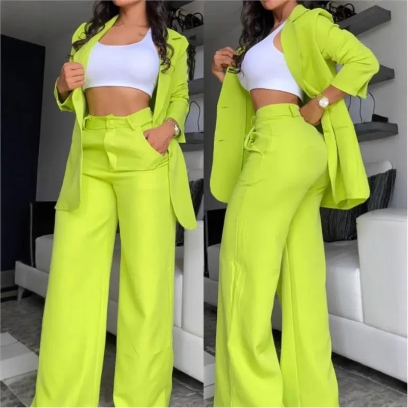 Conjunto Amalfi™ con Blazer de Sastrería, Pantalón Palazzo y Cintura Alta