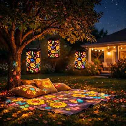Farol Solar Solana™ con Proyección Floral y Resistencia al Agua