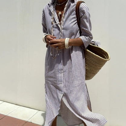 Vestido Bellavita™ Con Rayas Verticales y Caída Fluida