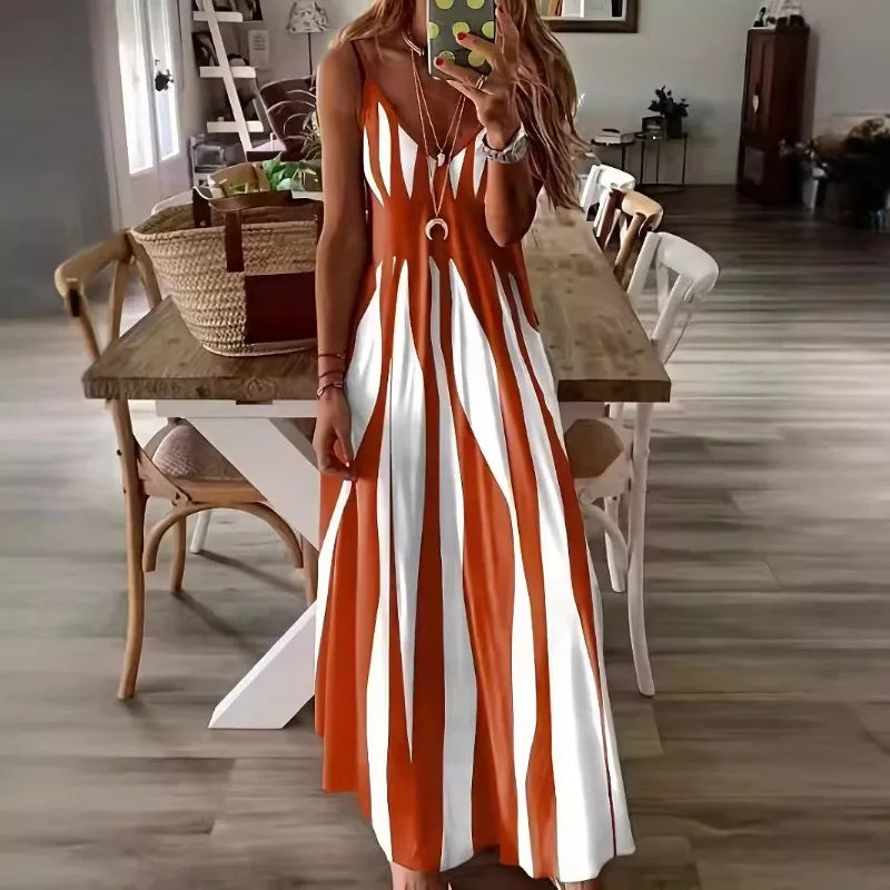 Vestido Calenna™ con Rayas Verticales y Escote en V