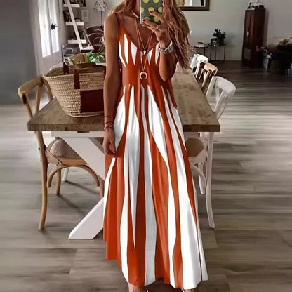 Vestido Calenna™ con Rayas Verticales y Escote en V