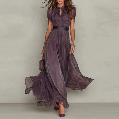 Vestido Liria™ con Caída Fluida, Cintura Definida y Mangas Abullonadas
