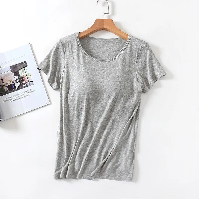 Velina™ Top with Built-In Cups, Short Sleeves and Fitted Silhouette
