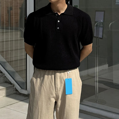Polo Varello™ de Tejido Texturizado con Cuello Clásico y Botones Frontales