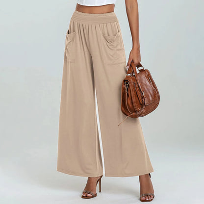 Pantalón Lissara™ De Cintura Alta Con Bolsillos Drapeados Y Corte Palazzo