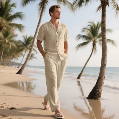 Conjunto Leandro™ con Look Sofisticado, Camisa de Manga Corta y Pantalón Recto