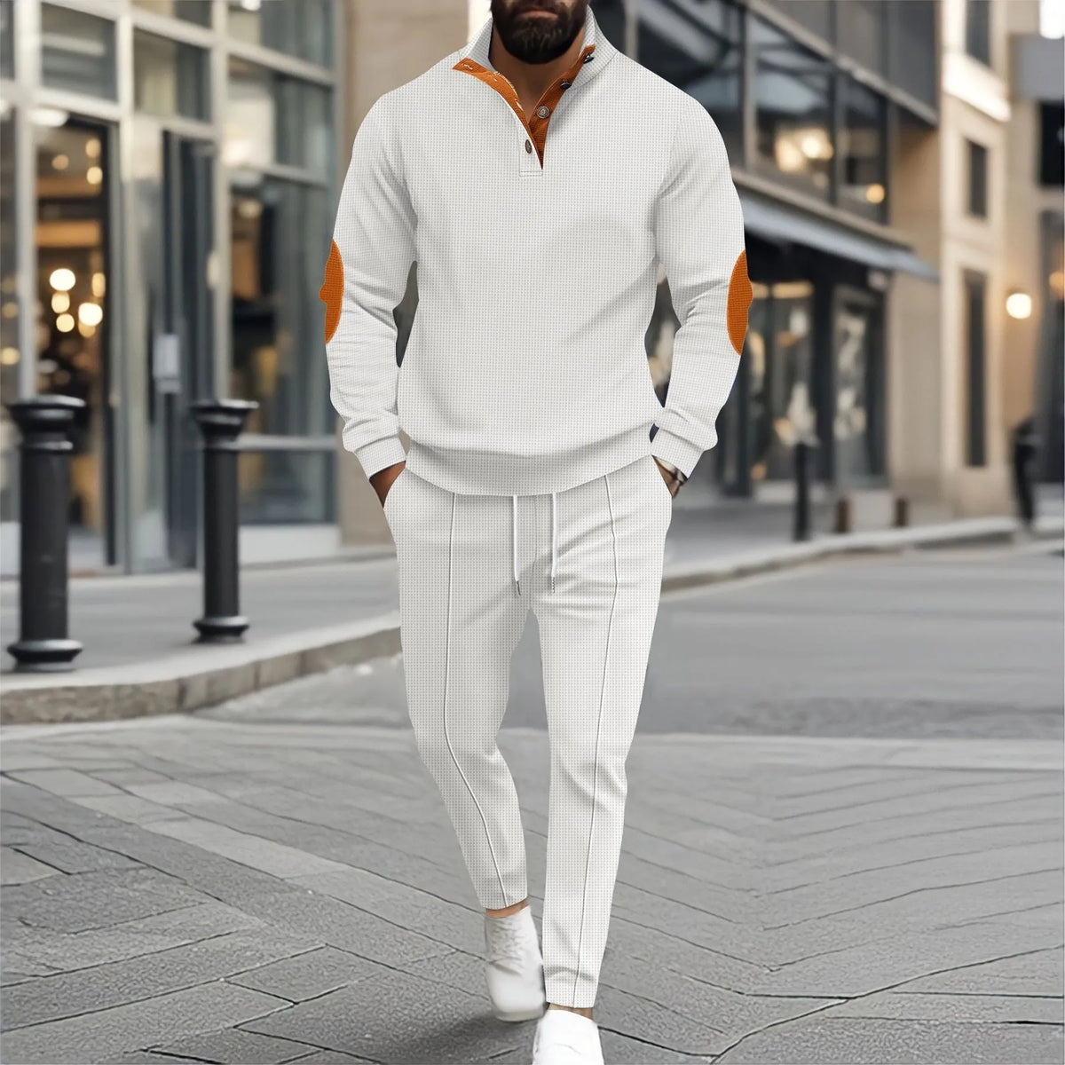 Conjunto Adriano™ con Suéter de Cuello Alto, Coderas y Pantalón Entallado