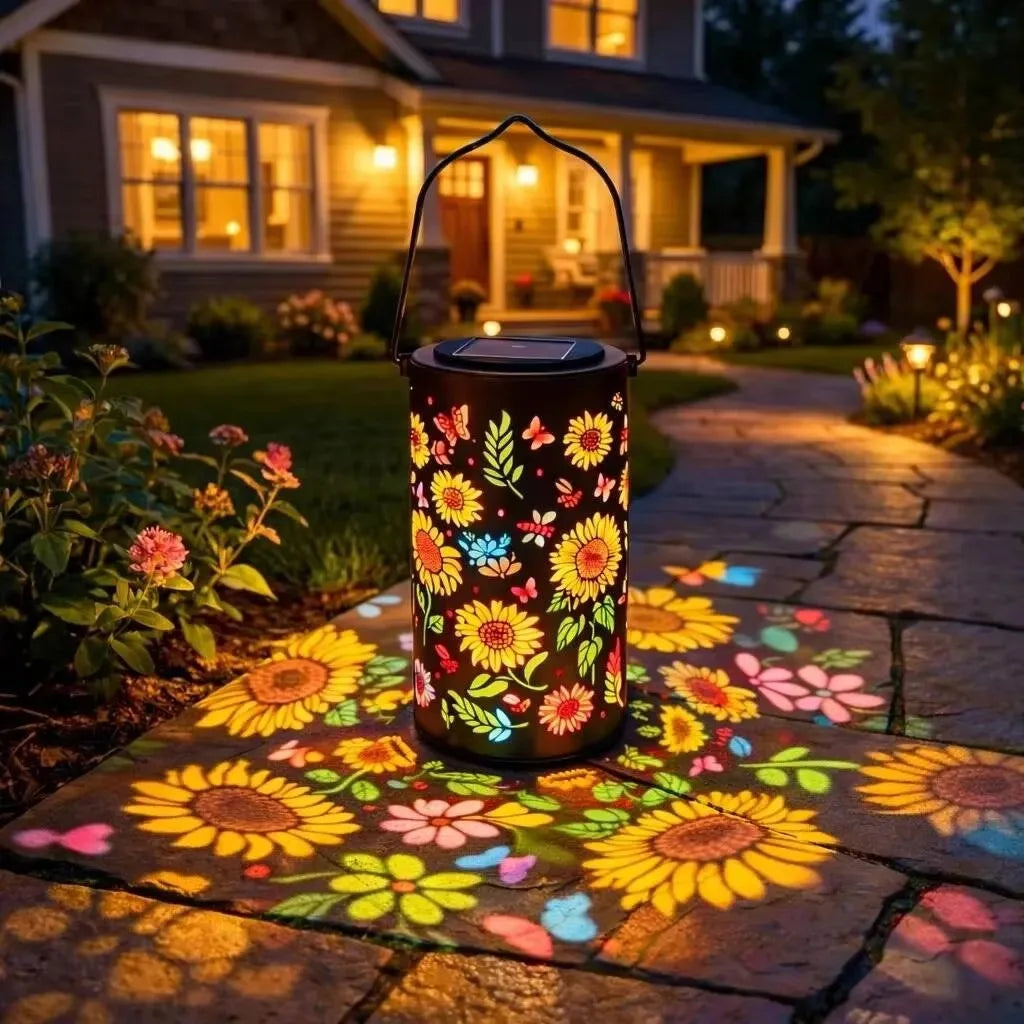 Farol Solar Solana™ con Proyección Floral y Resistencia al Agua