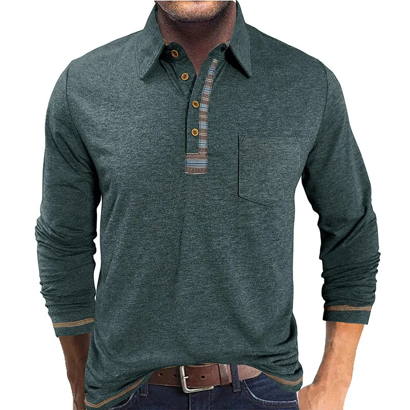 Camisa Bellford™ De Manga Larga Con Cuello Polo y Acabado Refinado