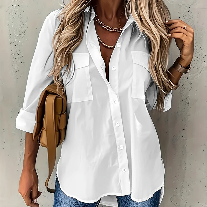 Camisa Lisanne™ De Corte Suelto Con Bolsillos Frontales En El Pecho