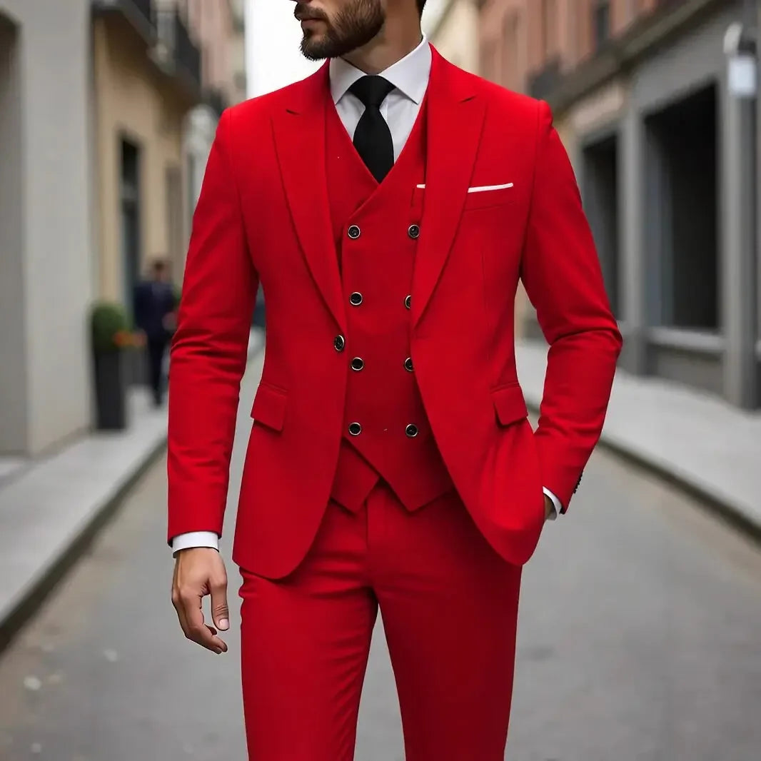 Traje Montevic™ con Chaleco Cruzado, Corte Slim y Blazer Estructurado