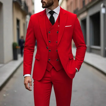 Traje Montevic™ con Chaleco Cruzado, Corte Slim y Blazer Estructurado