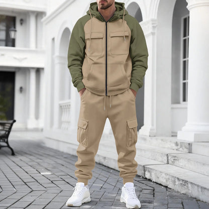Conjunto Lennox™ con Chaqueta Bicolor de Cierre Metálico y Pantalón Cargo Jogger