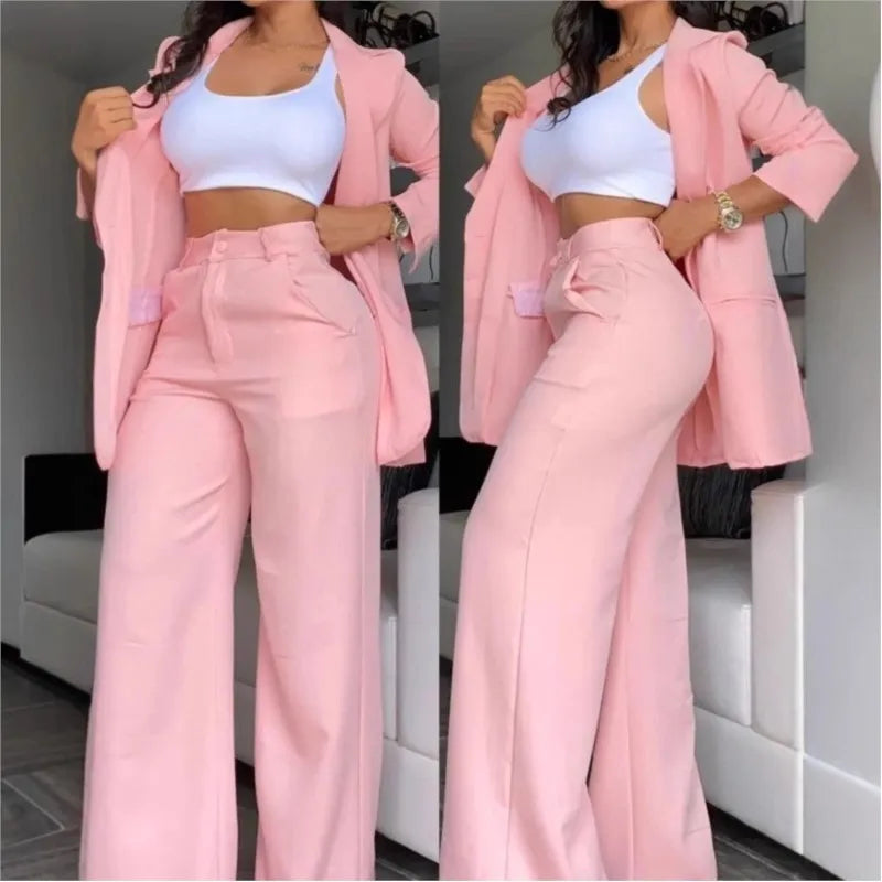 Conjunto Amalfi™ con Blazer de Sastrería, Pantalón Palazzo y Cintura Alta
