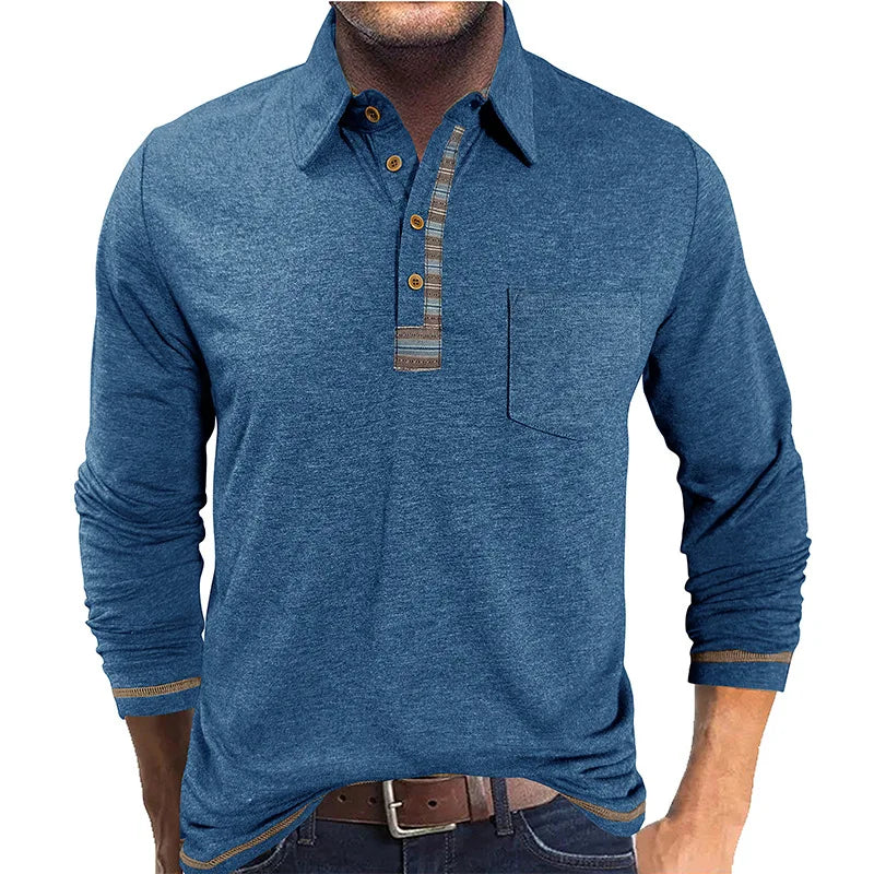 Camisa Bellford™ De Manga Larga Con Cuello Polo y Acabado Refinado