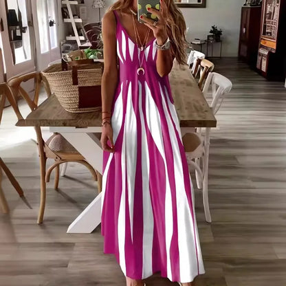 Vestido Calenna™ con Rayas Verticales y Escote en V