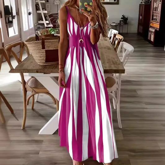 Vestido Calenna™ con Rayas Verticales y Escote en V