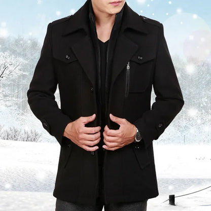 Abrigo Arthur™ de Lana Premium con Cuello Alto Interior y Cremallera
