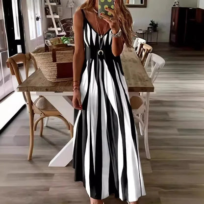 Vestido Calenna™ con Rayas Verticales y Escote en V