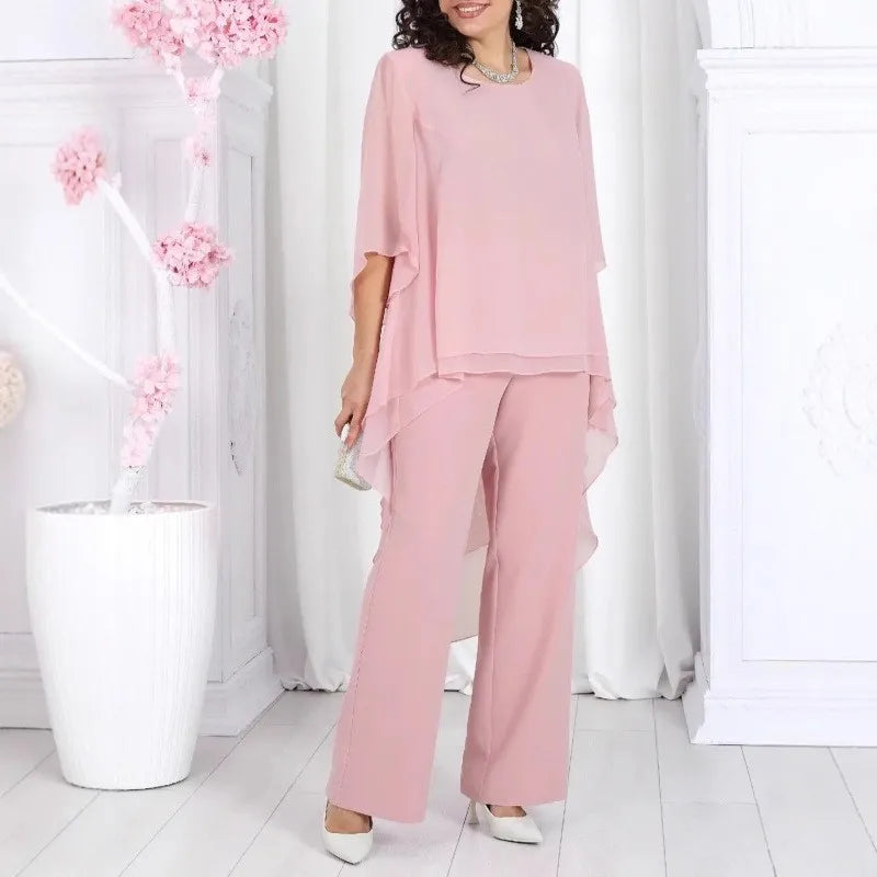 Conjunto Aurevielle™ Con Blusa de Capas Asimétricas y Pantalón Palazzo