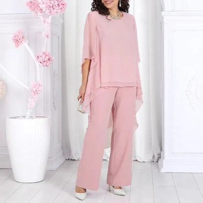 Conjunto Aurevielle™ Con Blusa de Capas Asimétricas y Pantalón Palazzo