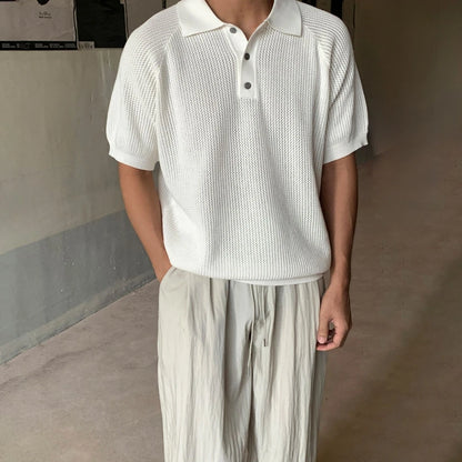 Polo Varello™ de Tejido Texturizado con Cuello Clásico y Botones Frontales