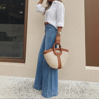 Jeans Valenza™ de Cintura Alta y Corte Pantalón de Pierna Ancha
