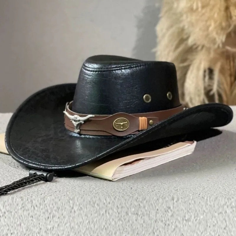 COMPRA 1 Y LLÉVATE 2 GRATIS - Sombrero Vaquero Monterrey™ de Cuero Premium con Acabado Rústico y Detalles Metálicos