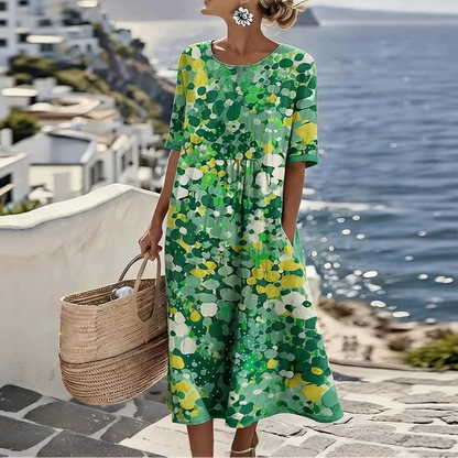 Vestido Florenne™ con Estampado Floral Abstracto y Corte Amplio