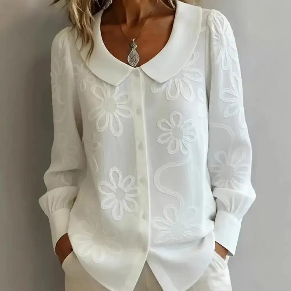 Camisa Fiorenne™ con Bordados Florales y Caída Fluida